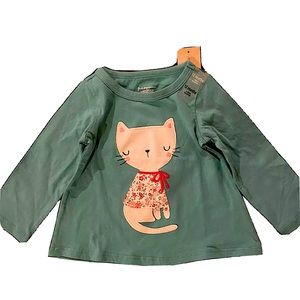Toddler Girl Green Long Sleeve Shirt 12 Months